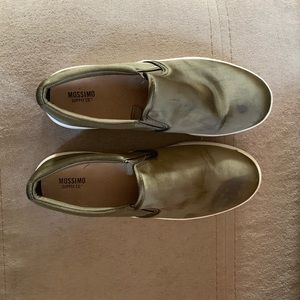 Dark green slip on shoes